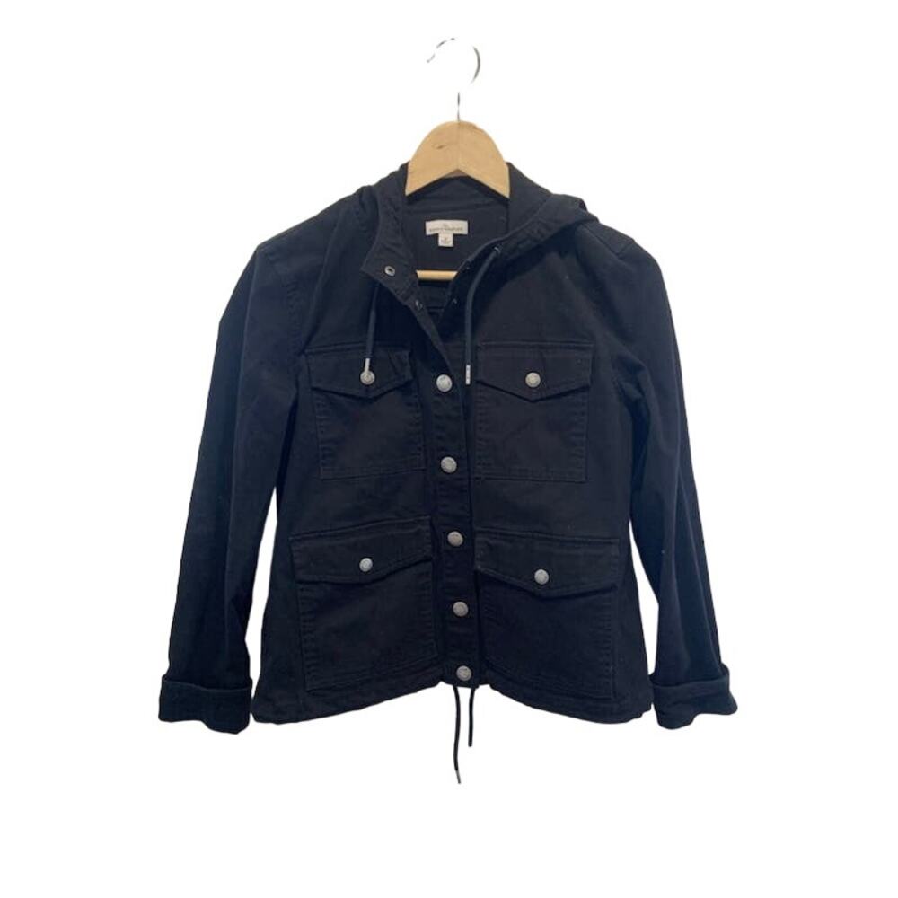 L.L.Bean Signature black denim coat jacket utility coat sz S